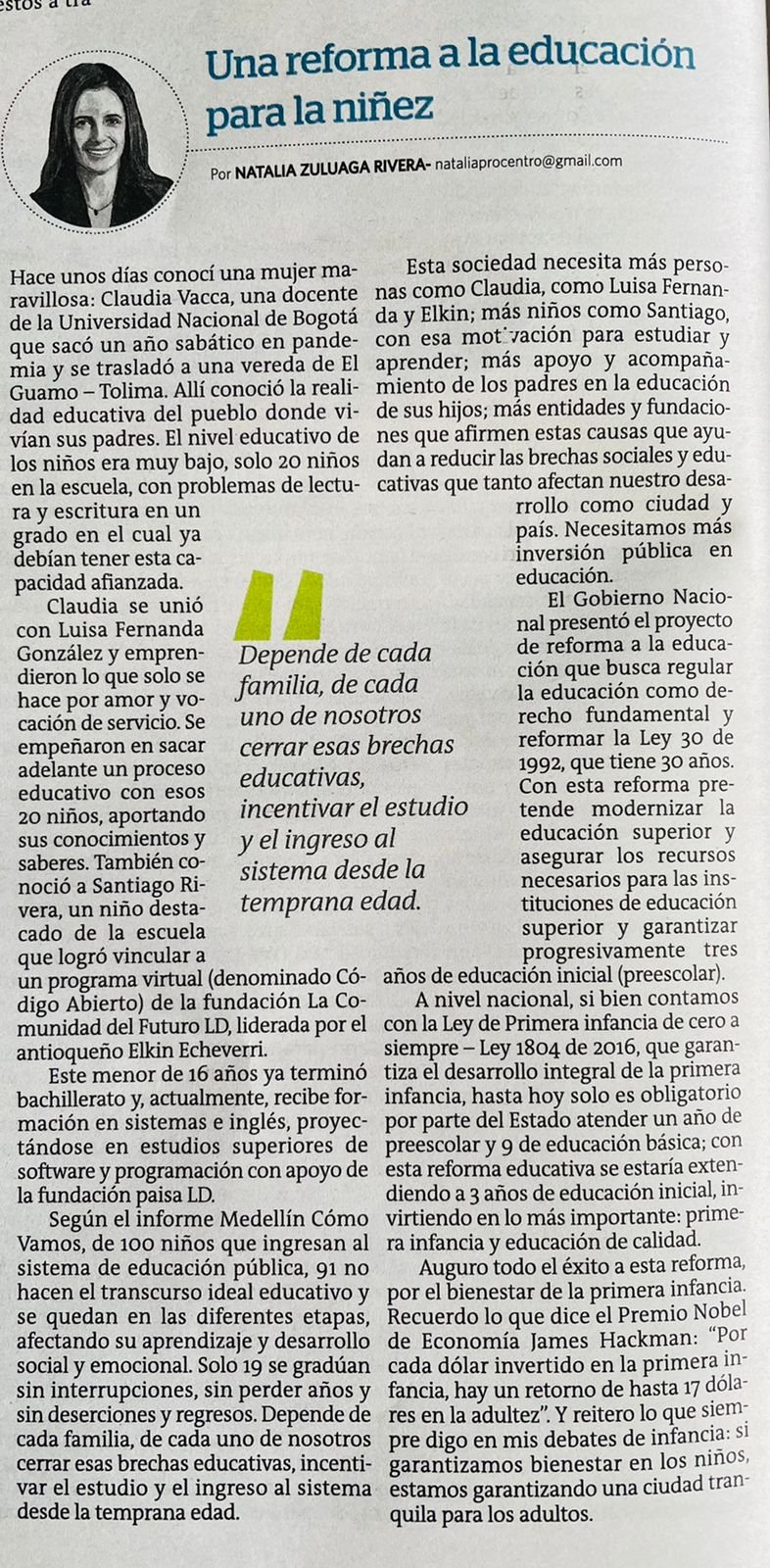 Artículo de El Colombiano sobre la Fundación Artesanas Loma Limpia